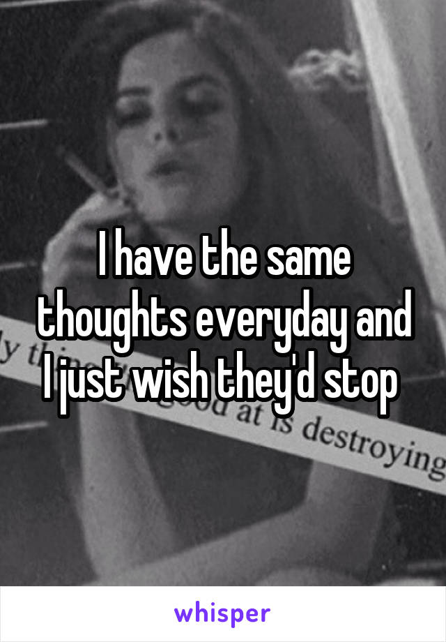 I have the same thoughts everyday and I just wish they'd stop 
