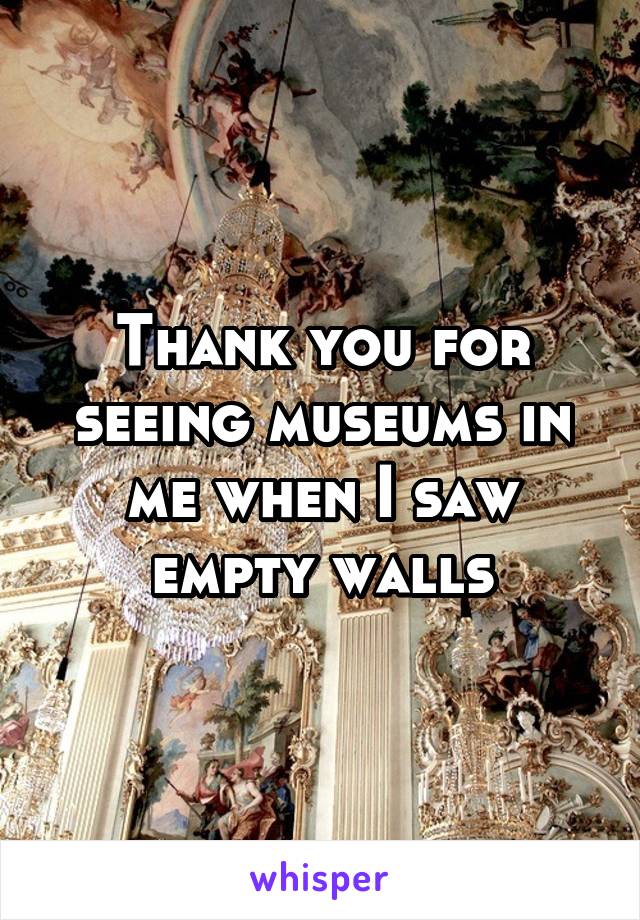 Thank you for seeing museums in me when I saw empty walls