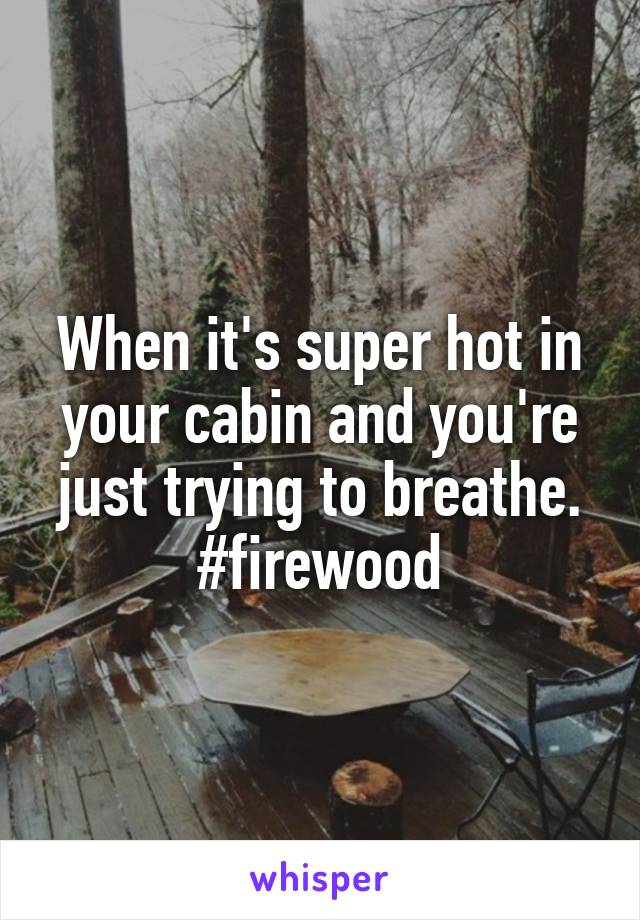 When it's super hot in your cabin and you're just trying to breathe. #firewood