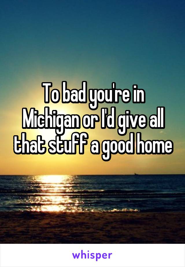 To bad you're in Michigan or I'd give all that stuff a good home 