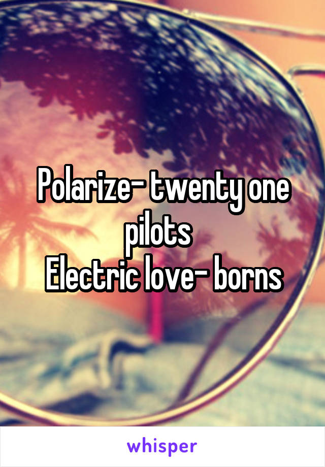 Polarize- twenty one pilots  
Electric love- borns
