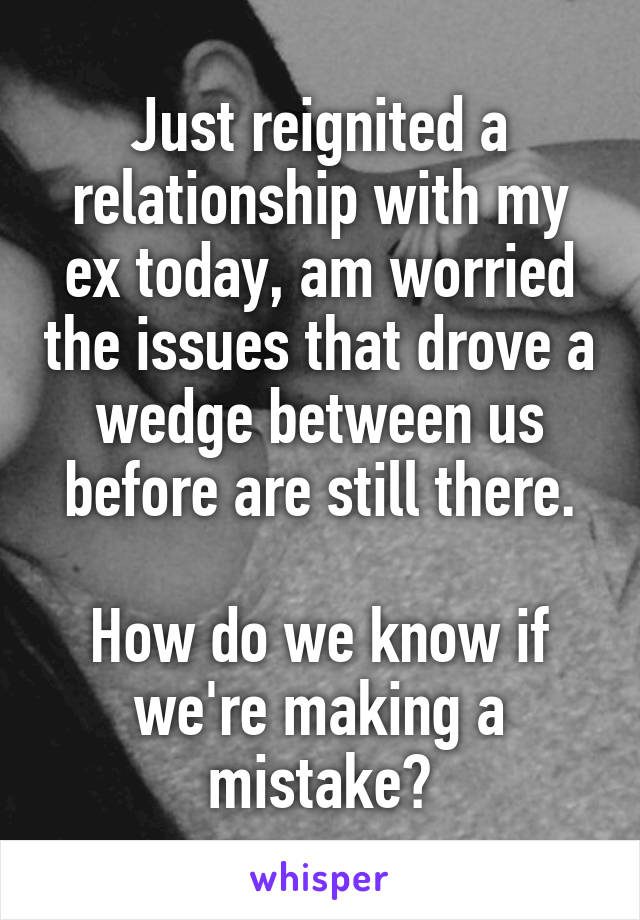 Just reignited a relationship with my ex today, am worried the issues that drove a wedge between us before are still there.

How do we know if we're making a mistake?