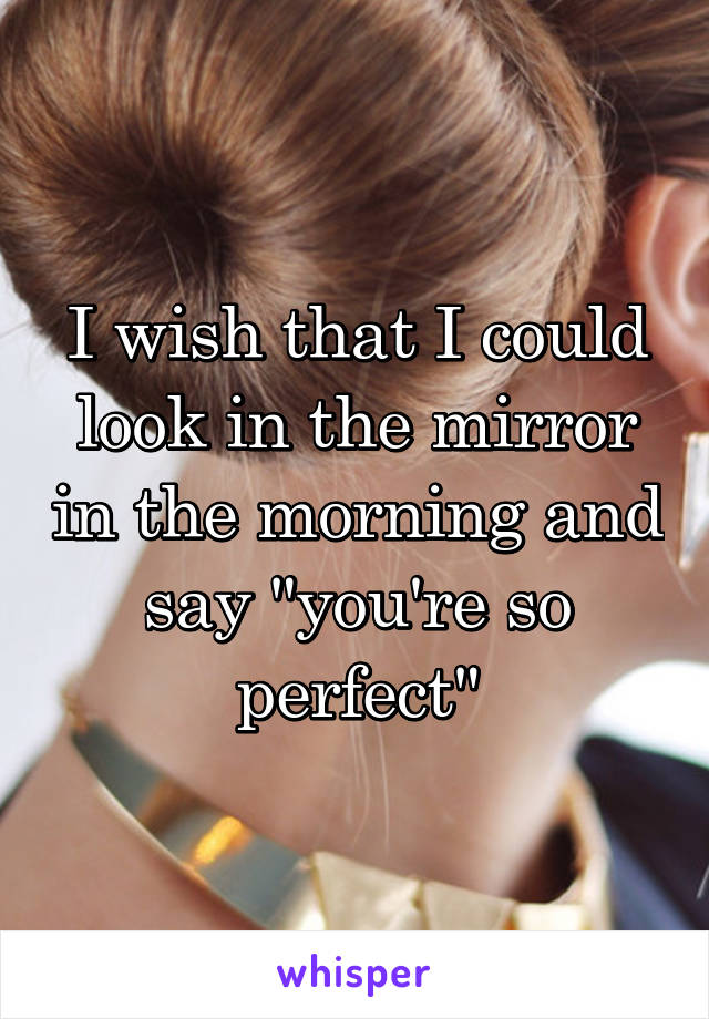 I wish that I could look in the mirror in the morning and say "you're so perfect"