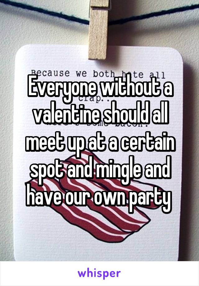 Everyone without a valentine should all meet up at a certain spot and mingle and have our own party 