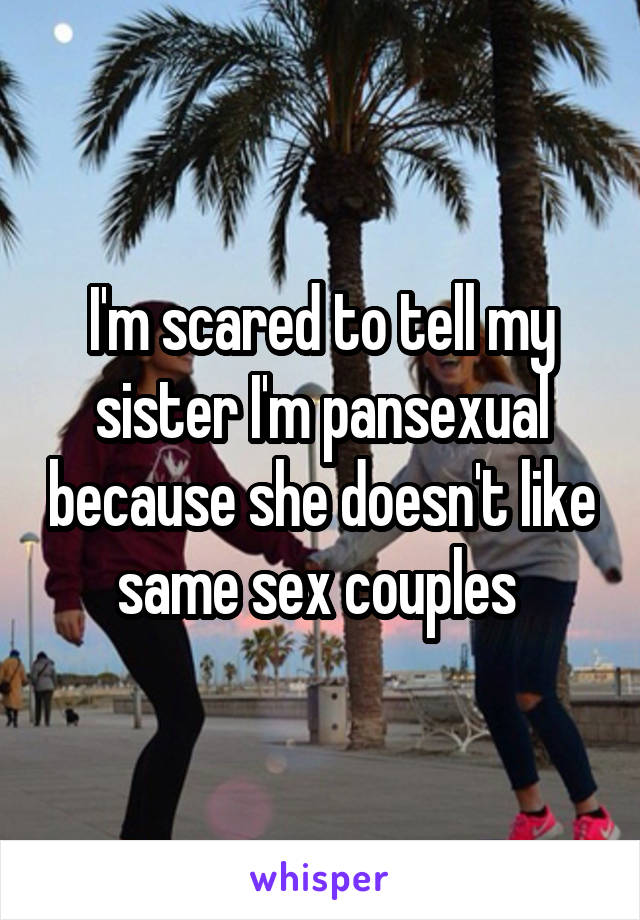 I'm scared to tell my sister I'm pansexual because she doesn't like same sex couples 