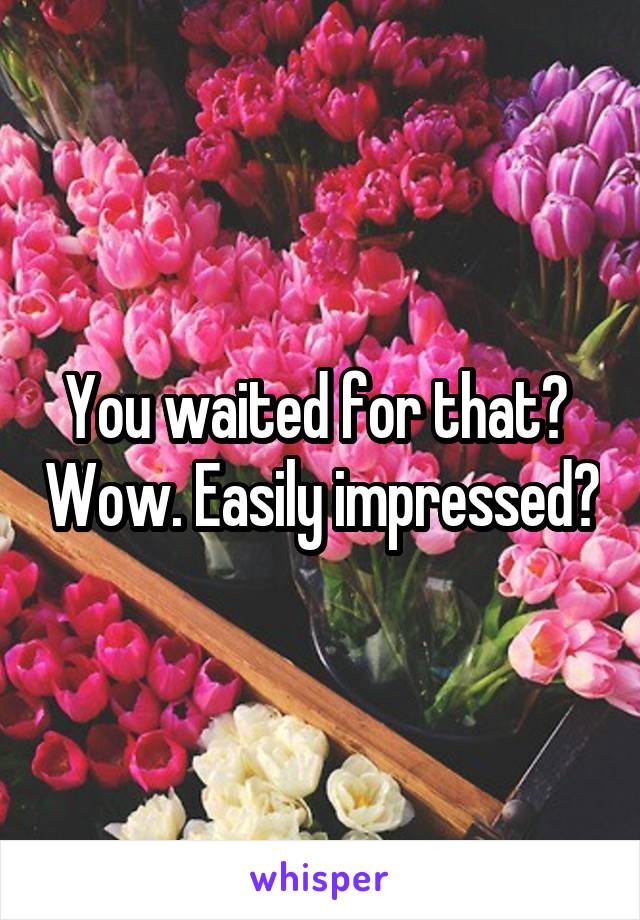 You waited for that?  Wow. Easily impressed?