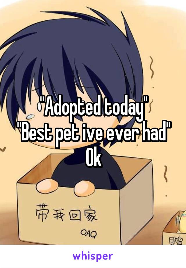 "Adopted today"
"Best pet ive ever had"
Ok