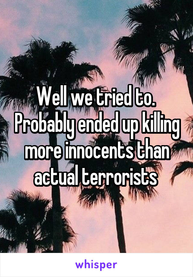 Well we tried to.  Probably ended up killing more innocents than actual terrorists 