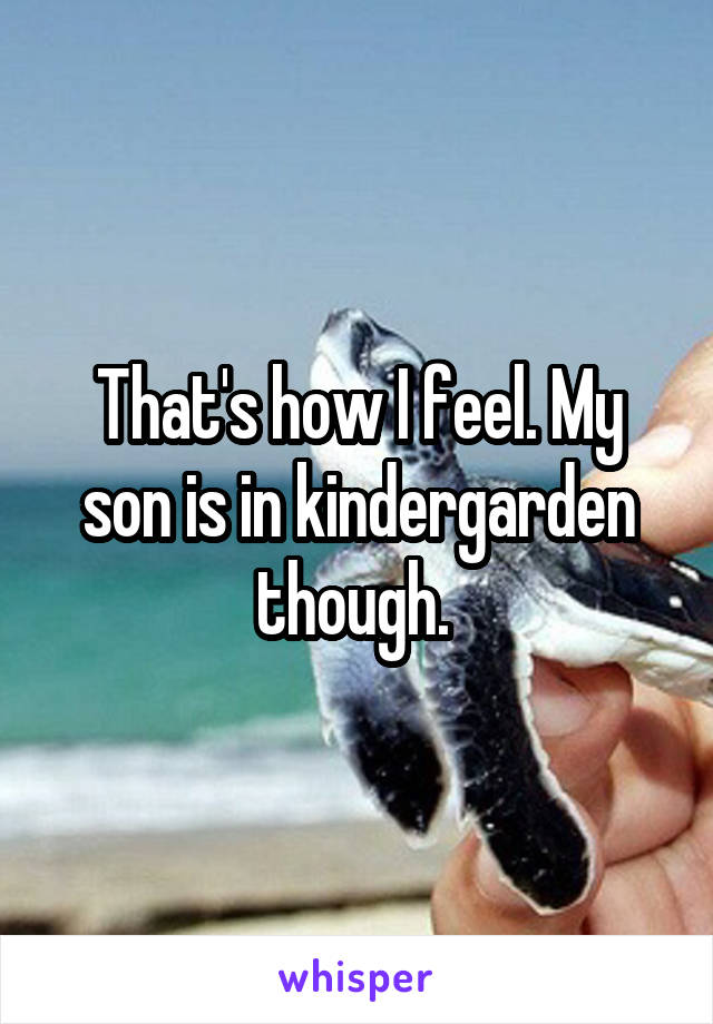 That's how I feel. My son is in kindergarden though. 