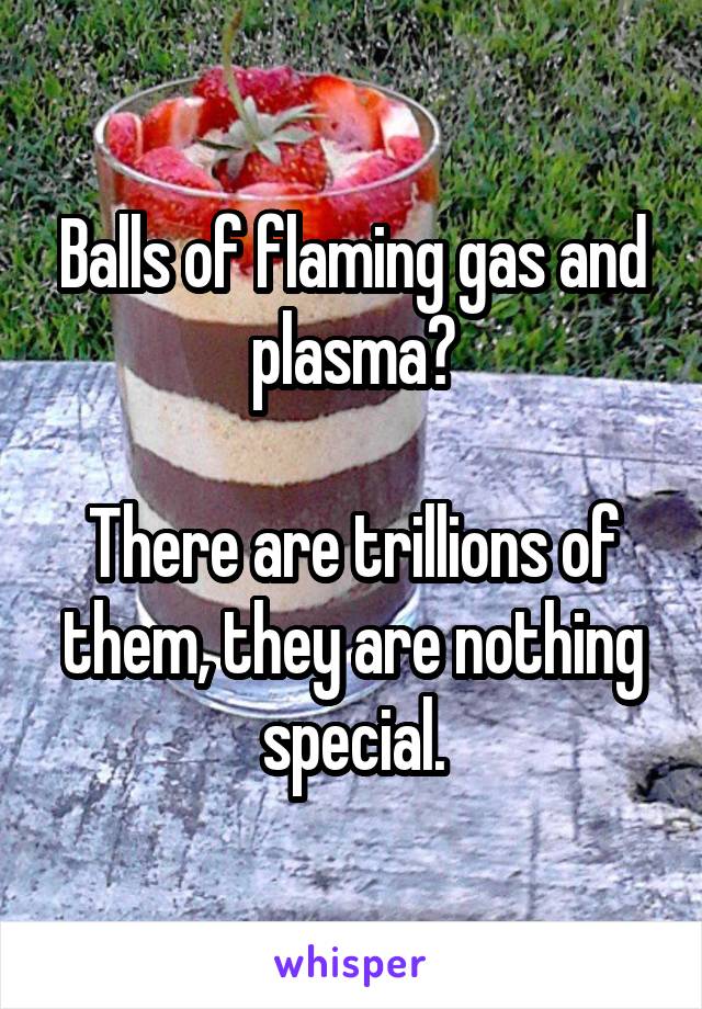Balls of flaming gas and plasma?

There are trillions of them, they are nothing special.