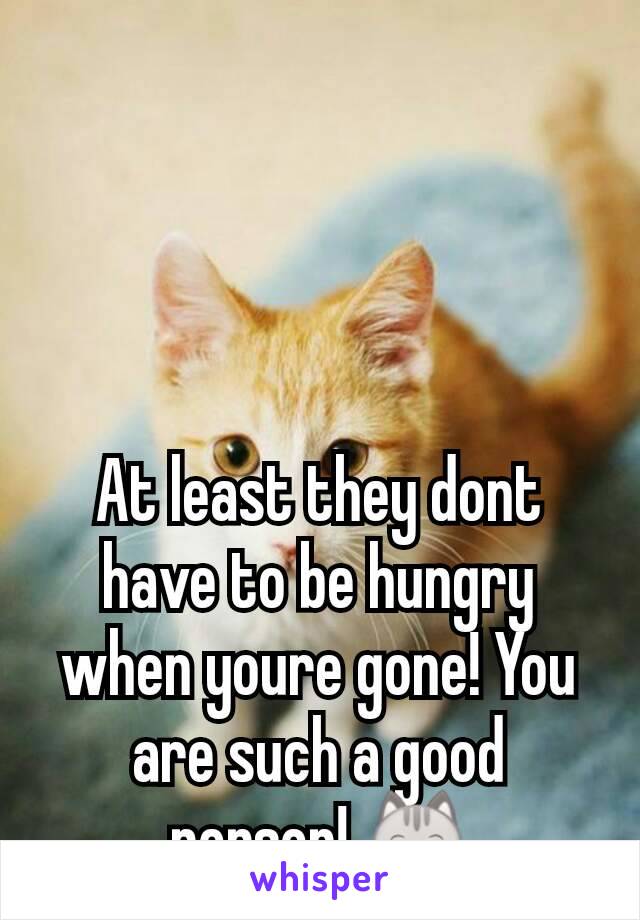 At least they dont have to be hungry when youre gone! You are such a good person! 😸