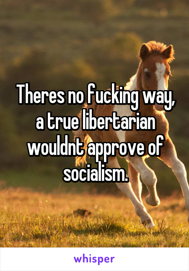 Theres no fucking way, a true libertarian wouldnt approve of socialism.