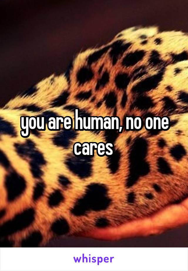 you are human, no one cares 