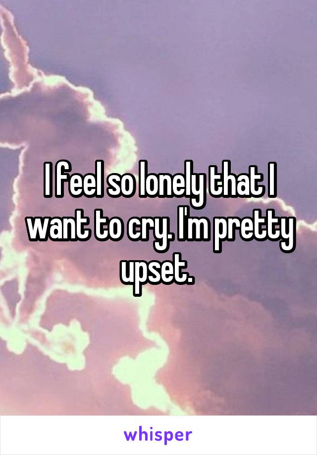 I feel so lonely that I want to cry. I'm pretty upset. 