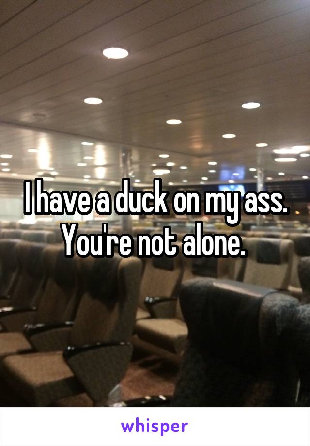 I have a duck on my ass. You're not alone. 