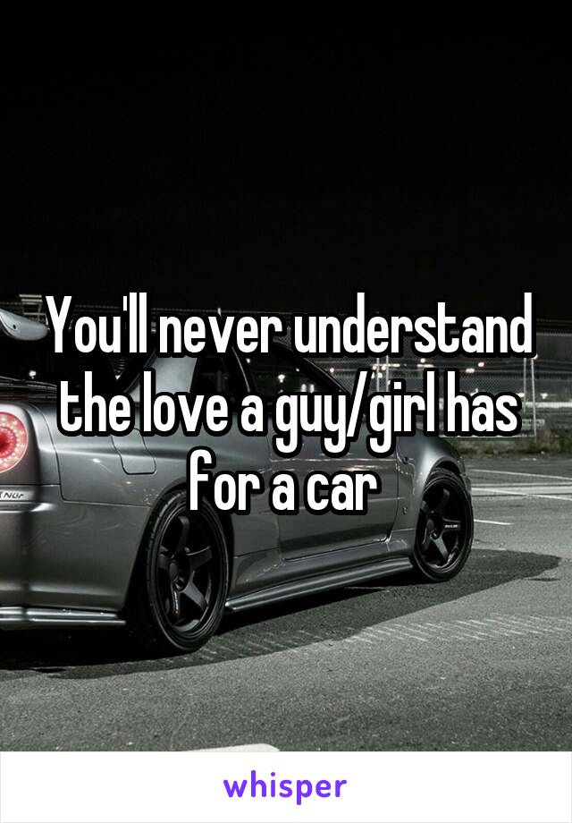 You'll never understand the love a guy/girl has for a car 