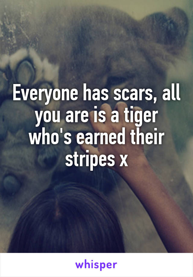 Everyone has scars, all you are is a tiger who's earned their stripes x
