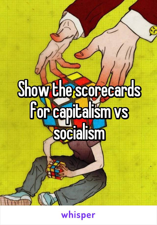 Show the scorecards for capitalism vs socialism