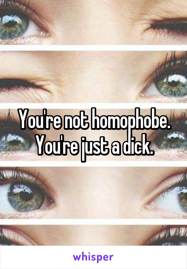 You're not homophobe. You're just a dick.