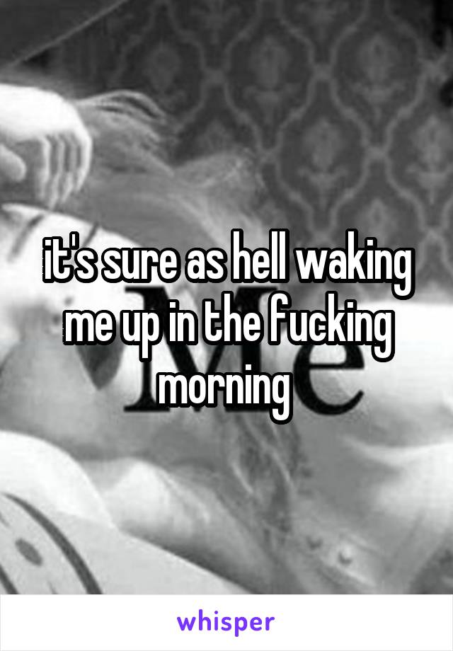 it's sure as hell waking me up in the fucking morning 