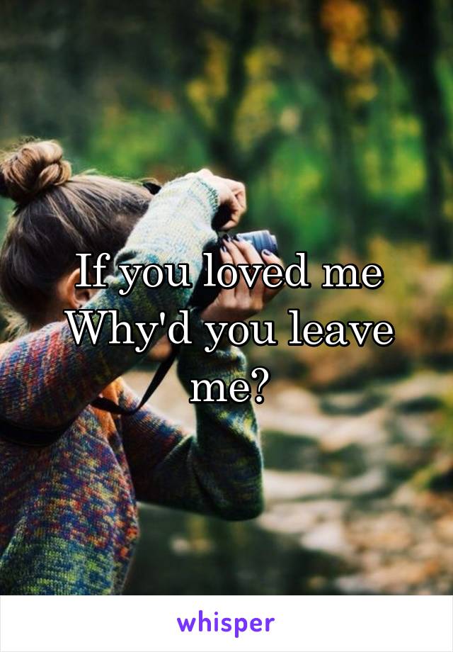 If you loved me
Why'd you leave me?