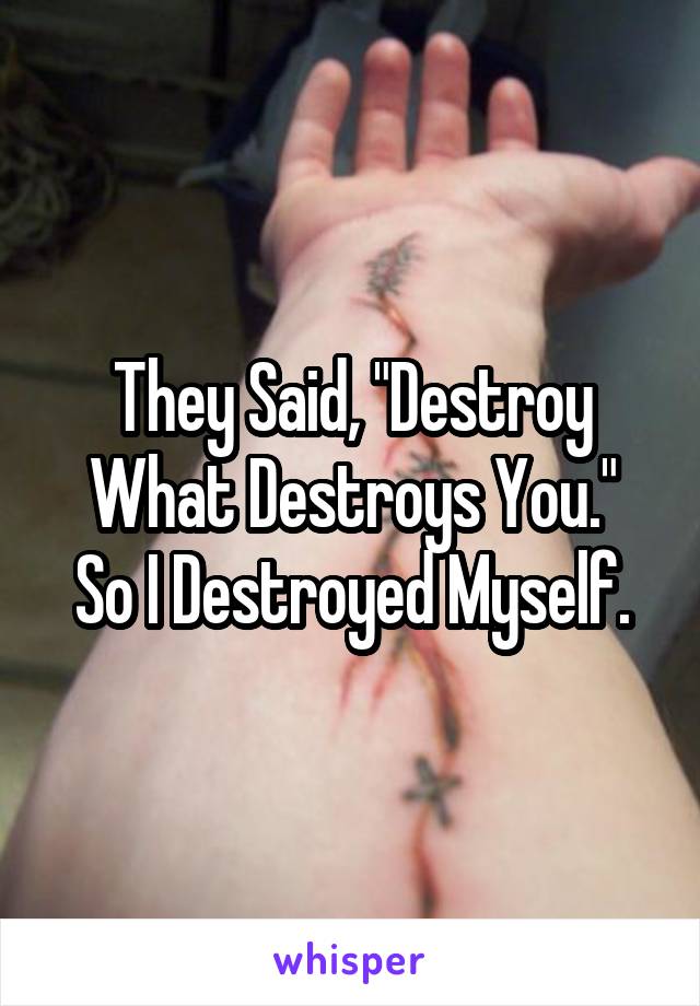 They Said, "Destroy What Destroys You."
So I Destroyed Myself.