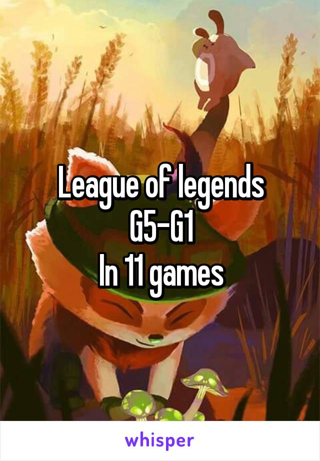 League of legends
G5-G1
In 11 games