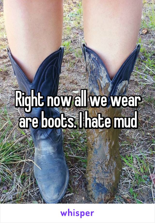 Right now all we wear are boots. I hate mud