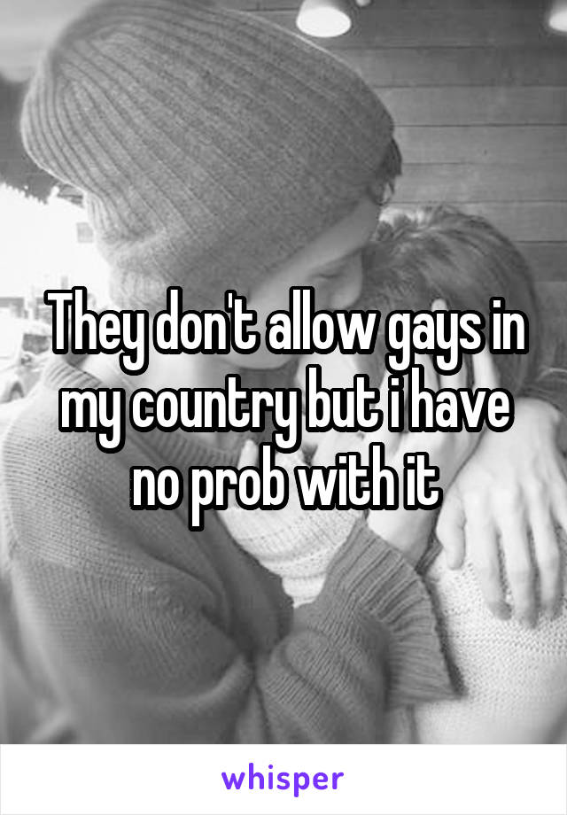 They don't allow gays in my country but i have no prob with it