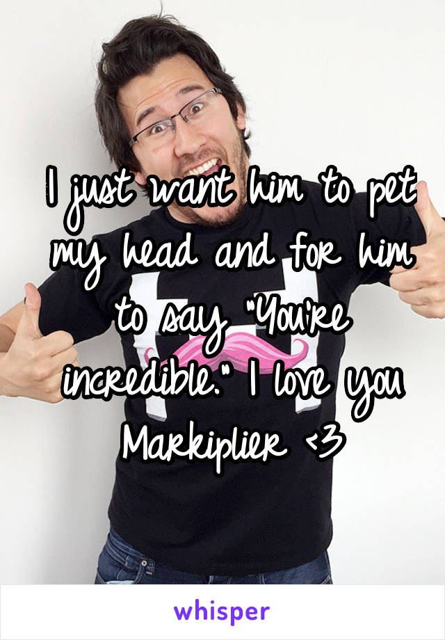 I just want him to pet my head and for him to say "You're incredible." I love you Markiplier <3
