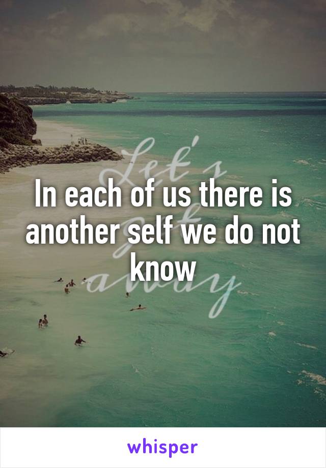 In each of us there is another self we do not know