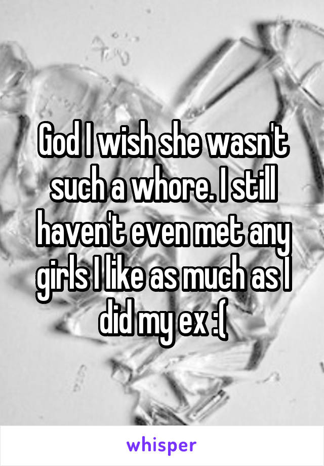 God I wish she wasn't such a whore. I still haven't even met any girls I like as much as I did my ex :(