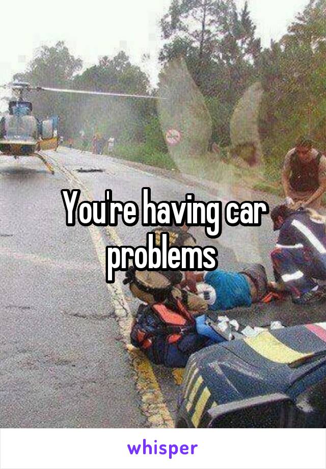 You're having car problems 