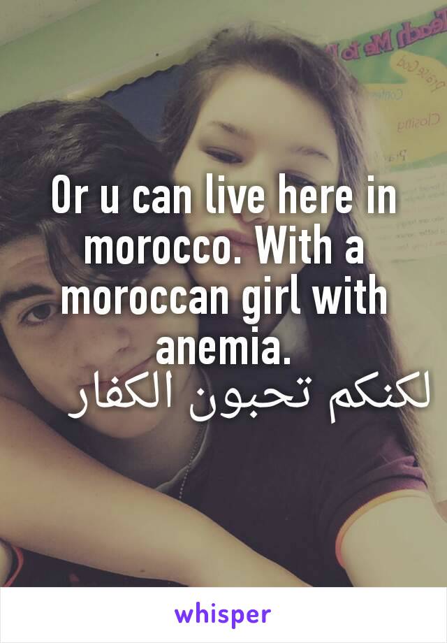 Or u can live here in morocco. With a moroccan girl with anemia.
لكنكم تحبون الكفار