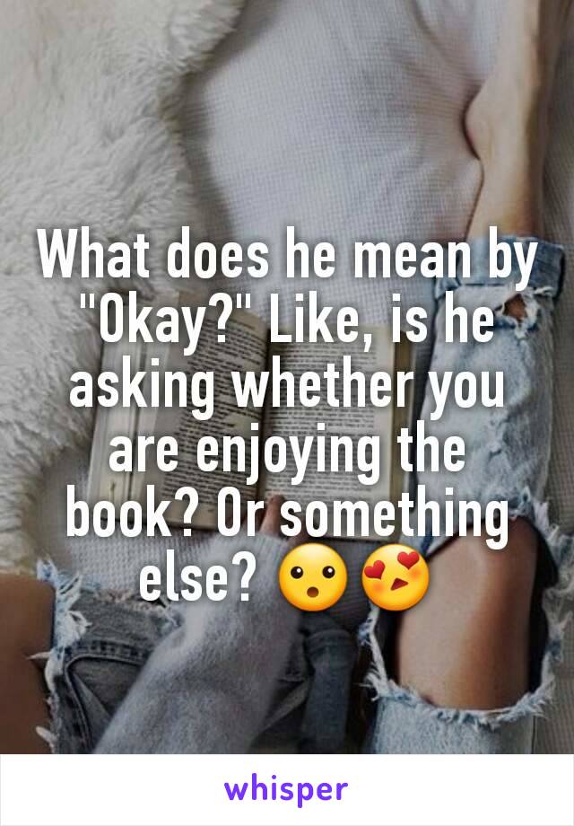 What does he mean by "Okay?" Like, is he asking whether you are enjoying the book? Or something else? 😮😍