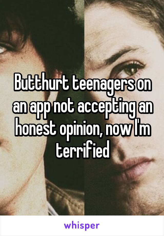 Butthurt teenagers on an app not accepting an honest opinion, now I'm terrified