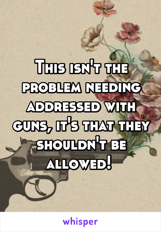 This isn't the problem needing addressed with guns, it's that they shouldn't be allowed! 