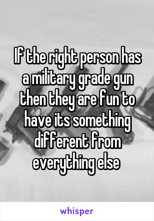 If the right person has a military grade gun then they are fun to have its something different from everything else 