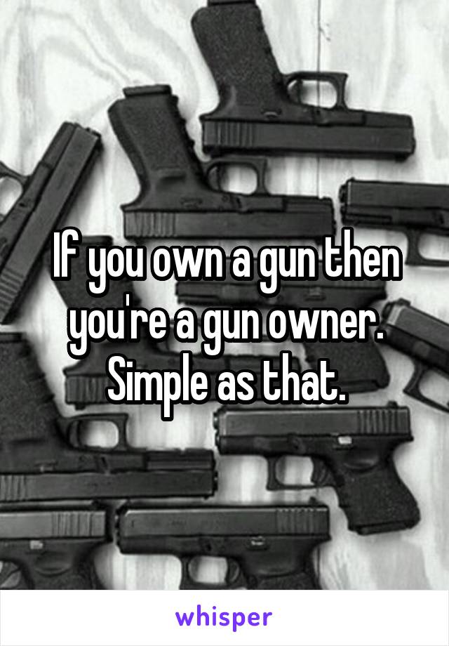 If you own a gun then you're a gun owner.
Simple as that.