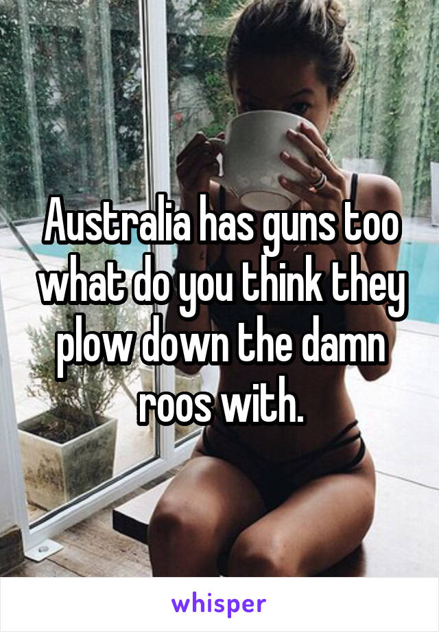 Australia has guns too what do you think they plow down the damn roos with.