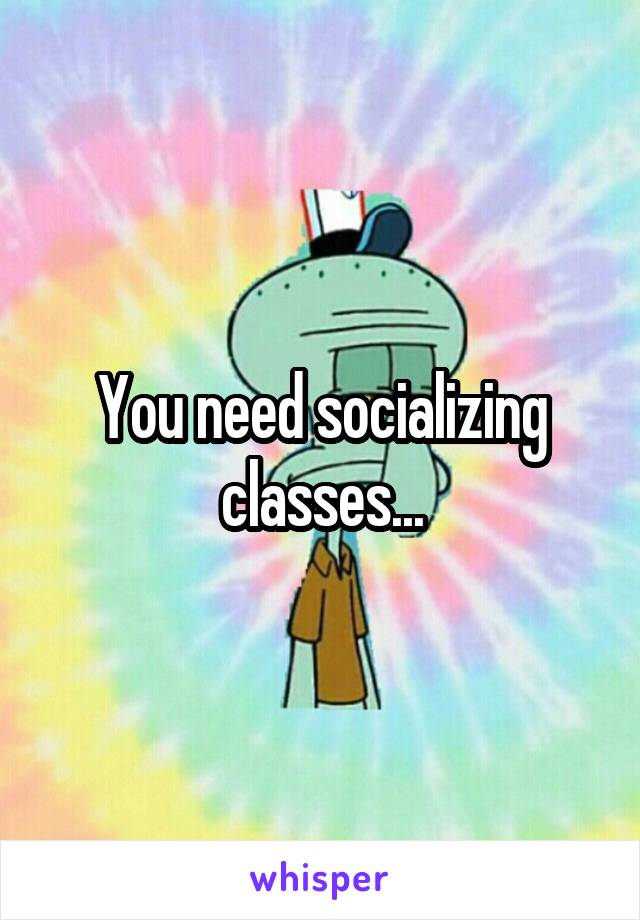 You need socializing classes...