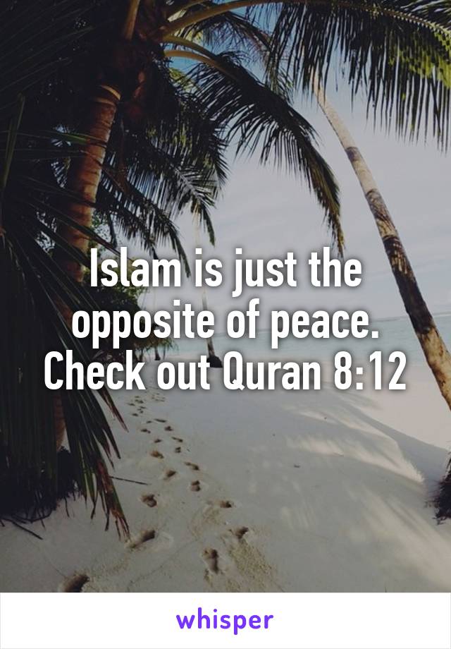 Islam is just the opposite of peace. Check out Quran 8:12