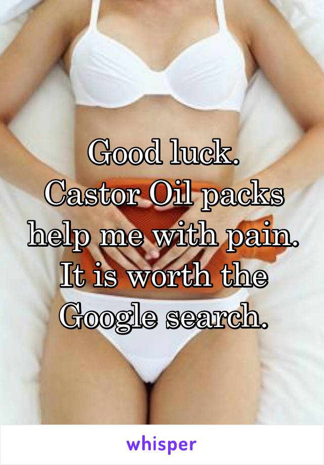 Good luck.
Castor Oil packs help me with pain.
It is worth the Google search.