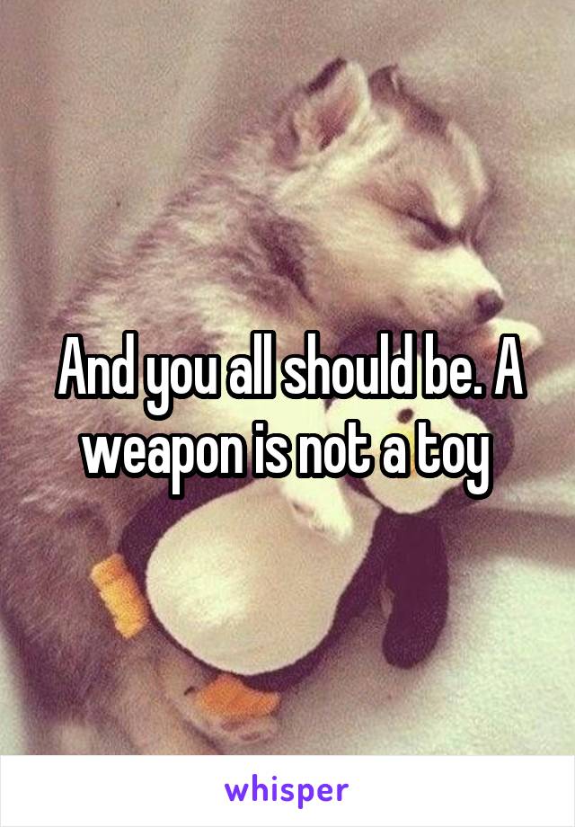 And you all should be. A weapon is not a toy 