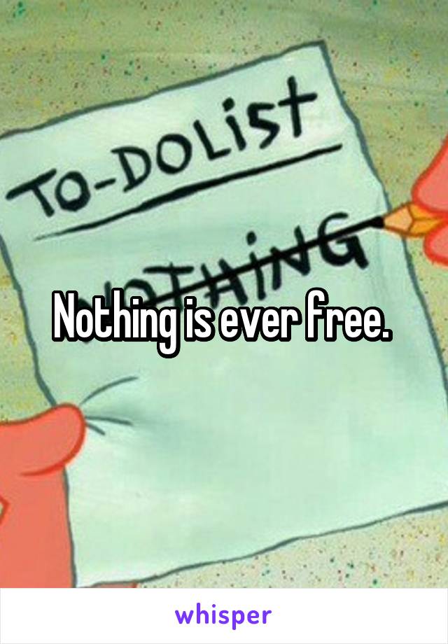 Nothing is ever free. 