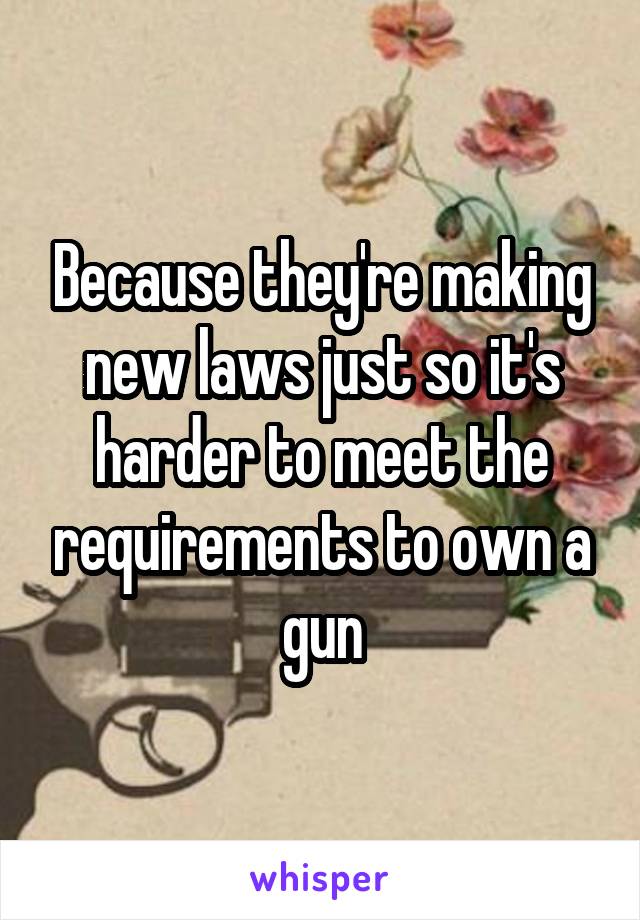 Because they're making new laws just so it's harder to meet the requirements to own a gun