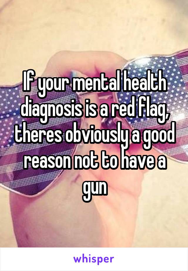 If your mental health diagnosis is a red flag, theres obviously a good reason not to have a gun