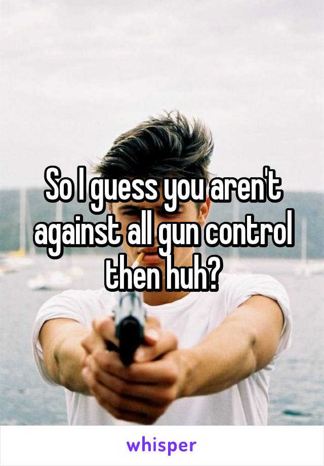 So I guess you aren't against all gun control then huh?