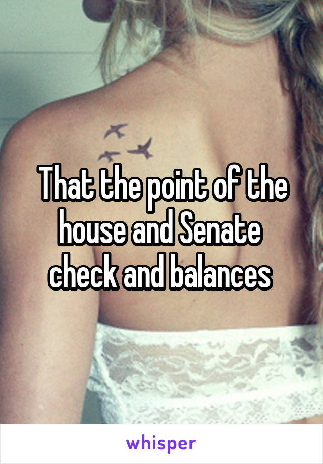 That the point of the house and Senate  check and balances 