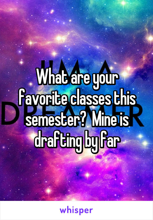 What are your favorite classes this semester?  Mine is drafting by far